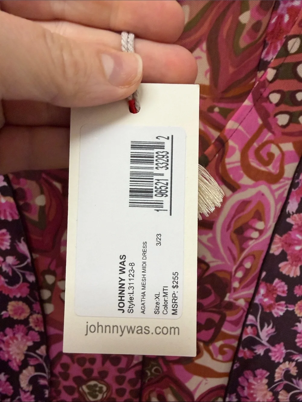 NWT Johnny Was Pink Multi-Print Floral Mesh Maxi Dress - Picture 7 of 7